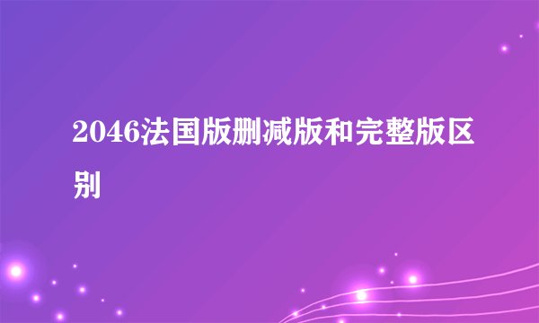 2046法国版删减版和完整版区别