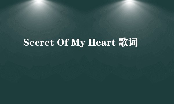Secret Of My Heart 歌词