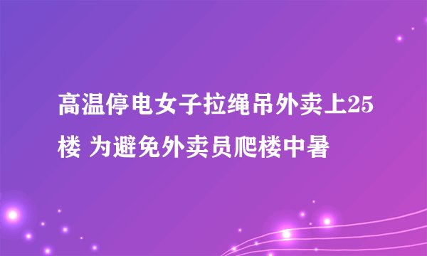 高温停电女子拉绳吊外卖上25楼 为避免外卖员爬楼中暑
