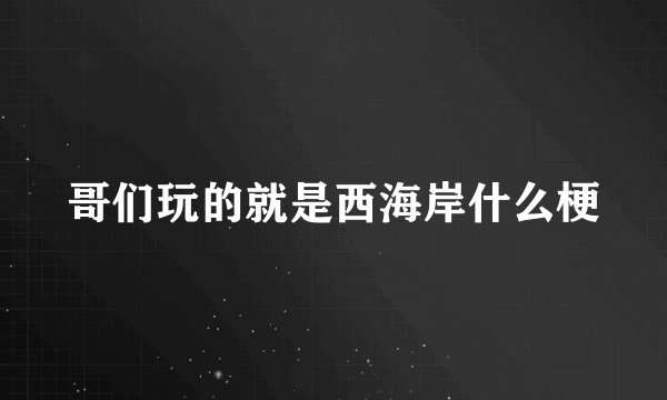 哥们玩的就是西海岸什么梗