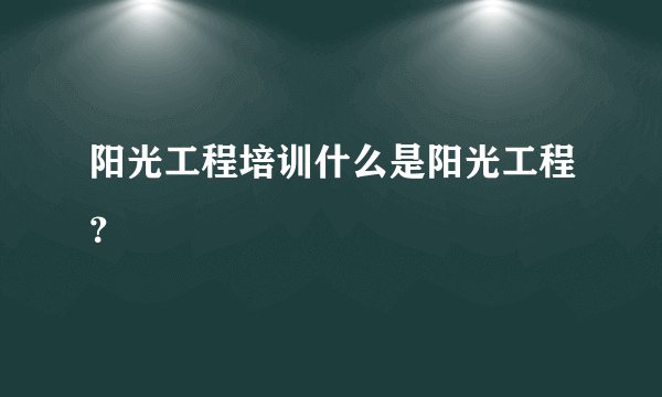 阳光工程培训什么是阳光工程？
