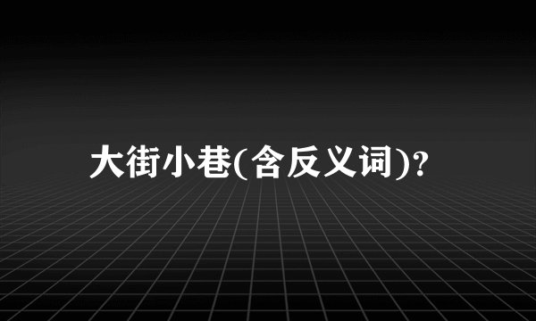大街小巷(含反义词)？