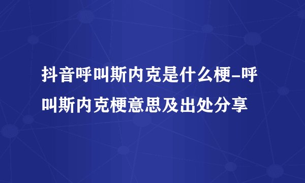 抖音呼叫斯内克是什么梗-呼叫斯内克梗意思及出处分享