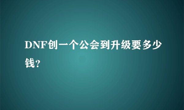 DNF创一个公会到升级要多少钱？