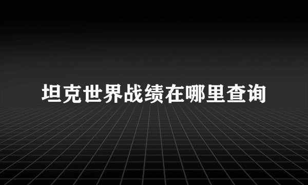 坦克世界战绩在哪里查询