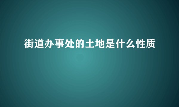 街道办事处的土地是什么性质