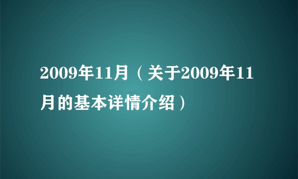 2009年11月（关于2009年11月的基本详情介绍）
