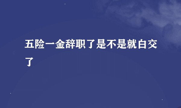 五险一金辞职了是不是就白交了