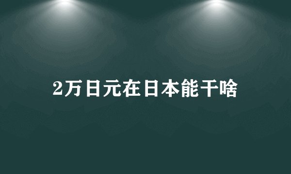 2万日元在日本能干啥