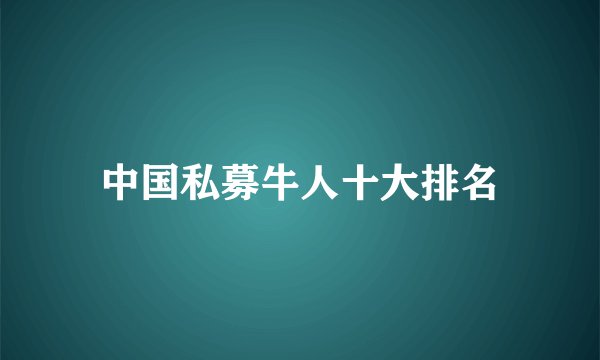 中国私募牛人十大排名