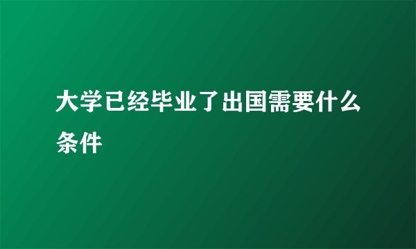 大学已经毕业了出国需要什么条件
