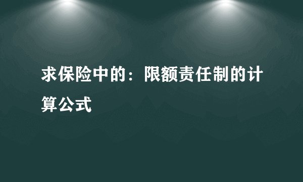 求保险中的:限额责任制的计算公式