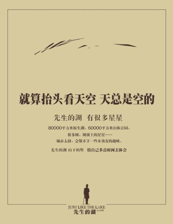 经典地产广告文案：黑弧奥美《先生的湖》