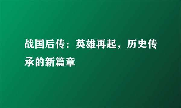 战国后传：英雄再起，历史传承的新篇章