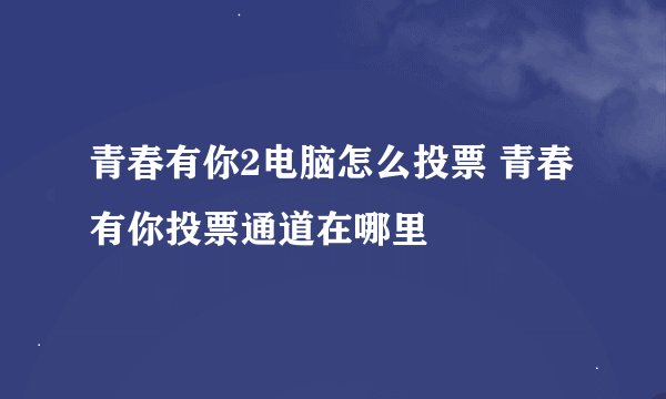 青春有你2电脑怎么投票 青春有你投票通道在哪里