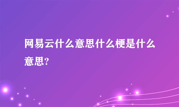 网易云什么意思什么梗是什么意思?