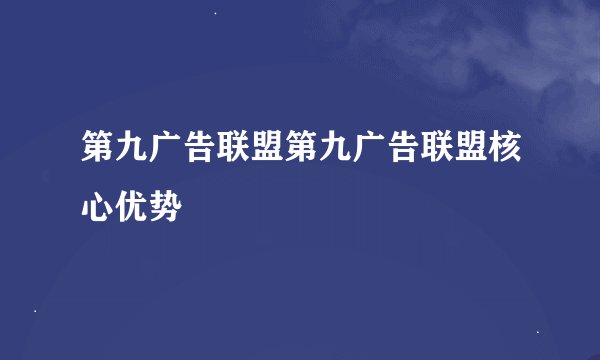 第九广告联盟第九广告联盟核心优势