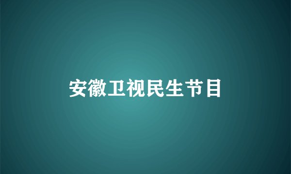 安徽卫视民生节目