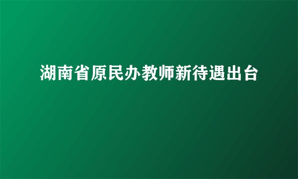 湖南省原民办教师新待遇出台
