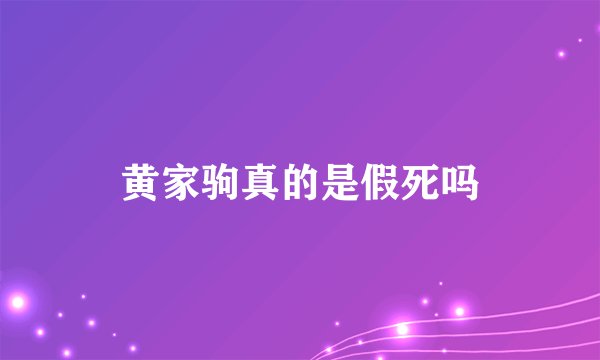 黄家驹真的是假死吗