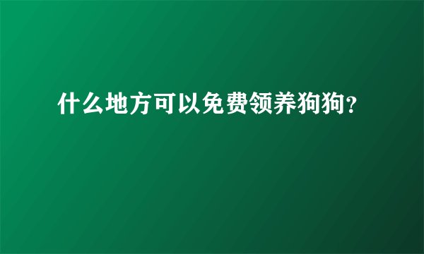 什么地方可以免费领养狗狗？