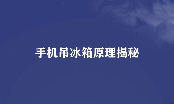 手机吊冰箱原理揭秘