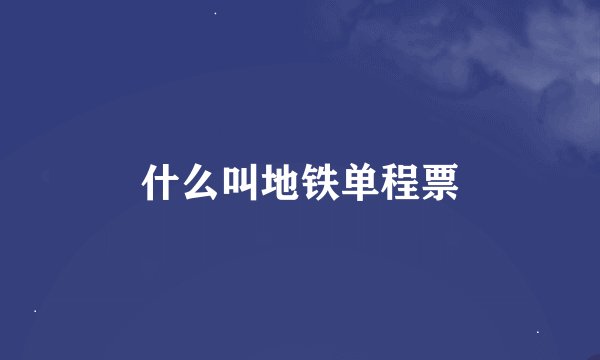 什么叫地铁单程票