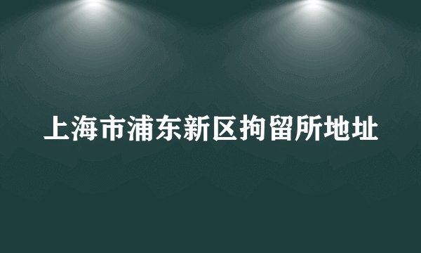 上海市浦东新区拘留所地址