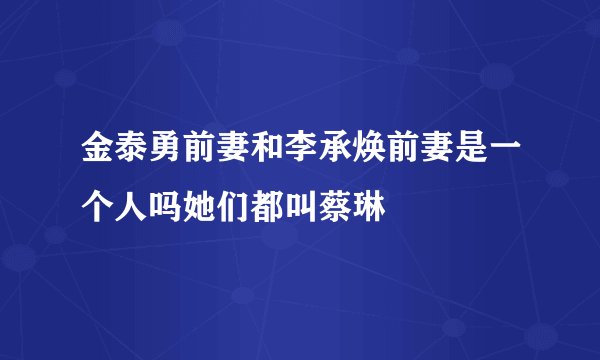 金泰勇前妻和李承焕前妻是一个人吗她们都叫蔡琳