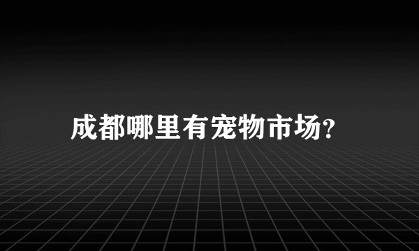 成都哪里有宠物市场？