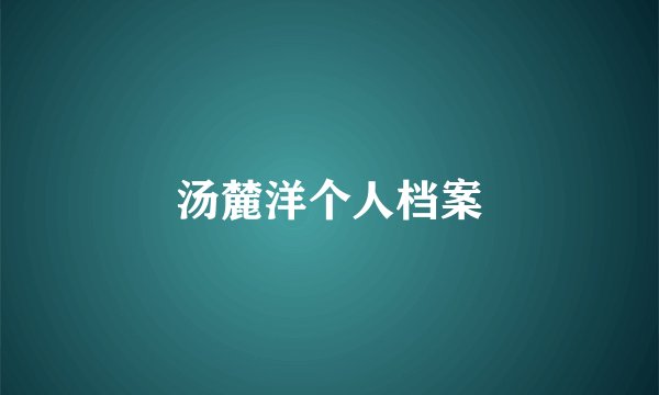 汤麓洋个人档案