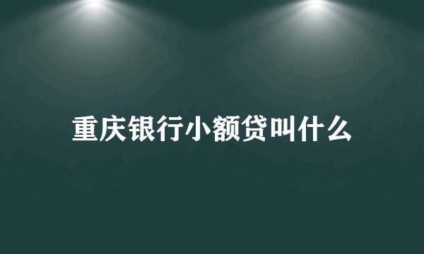 重庆银行小额贷叫什么