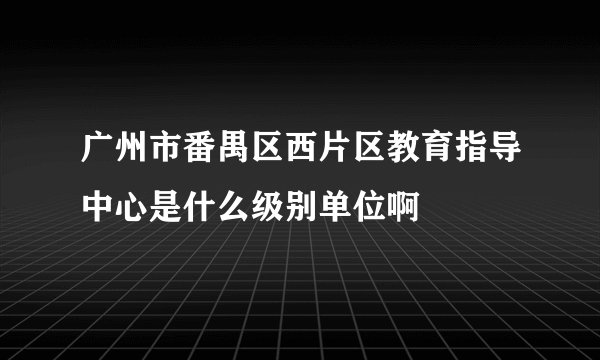 广州市番禺区西片区教育指导中心是什么级别单位啊