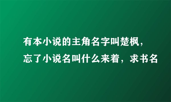 有本小说的主角名字叫楚枫，忘了小说名叫什么来着，求书名