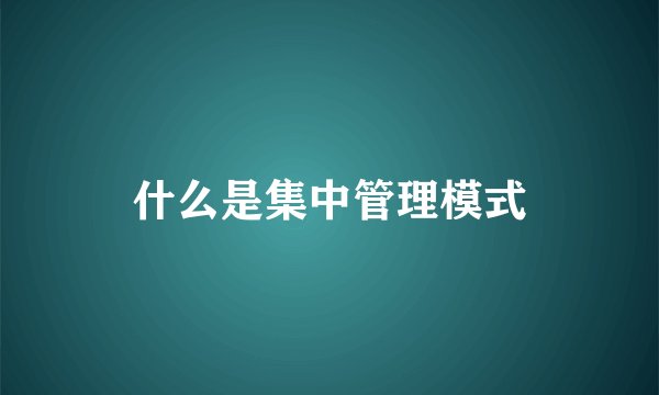 什么是集中管理模式
