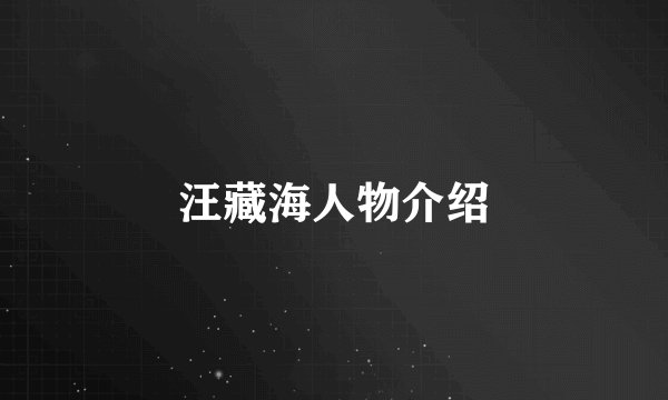 汪藏海人物介绍