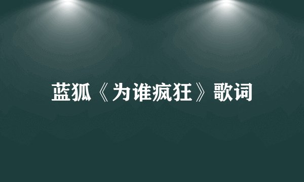 蓝狐《为谁疯狂》歌词