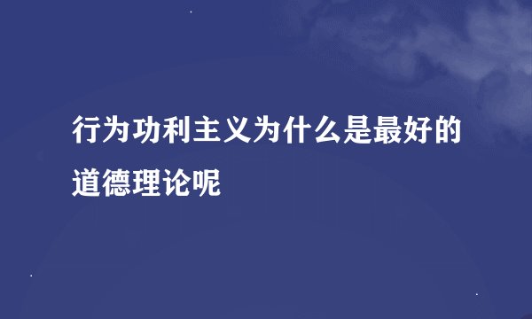 行为功利主义为什么是最好的道德理论呢