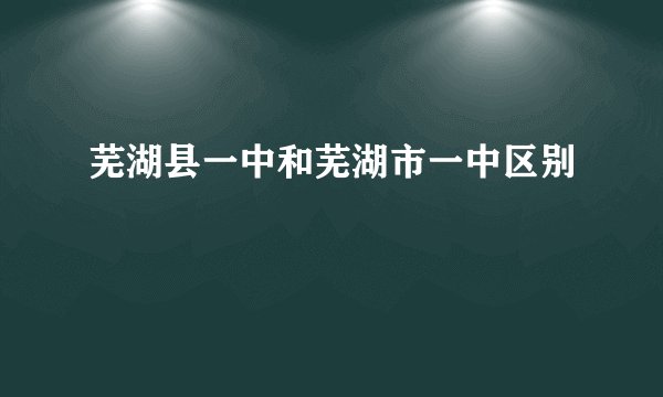 芜湖县一中和芜湖市一中区别