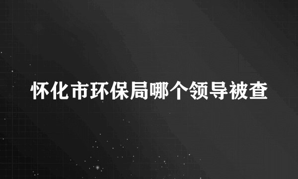 怀化市环保局哪个领导被查
