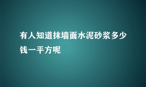 有人知道抹墙面水泥砂浆多少钱一平方呢
