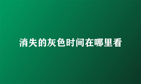 消失的灰色时间在哪里看