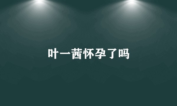 叶一茜怀孕了吗
