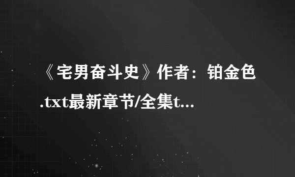 《宅男奋斗史》作者：铂金色.txt最新章节/全集txt免费下载