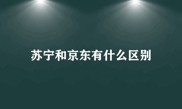 苏宁和京东有什么区别
