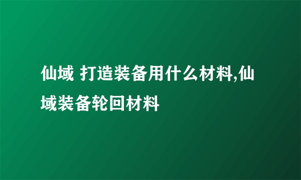 仙域 打造装备用什么材料,仙域装备轮回材料