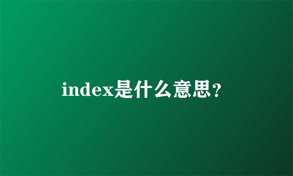index是什么意思？