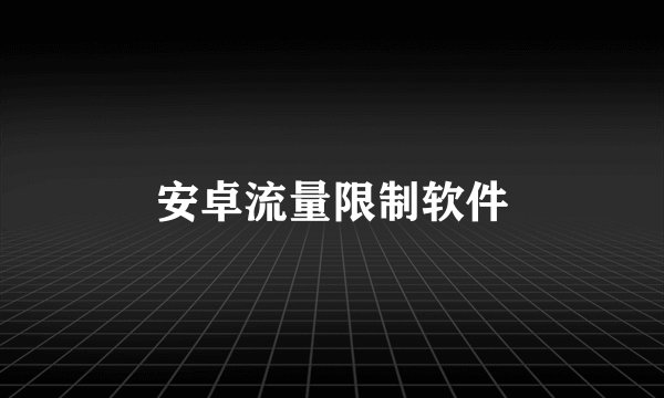 安卓流量限制软件