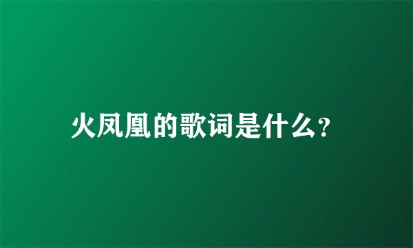 火凤凰的歌词是什么？