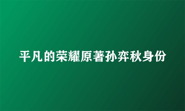 平凡的荣耀原著孙弈秋身份